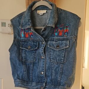 Embroidered Denim Vest
